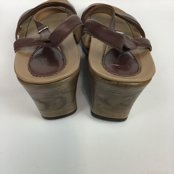 Dansko Strappy Slingback Wedge Platform Sandals EUR 40 Brown  Leather Nicolette - Picture 4 of 7